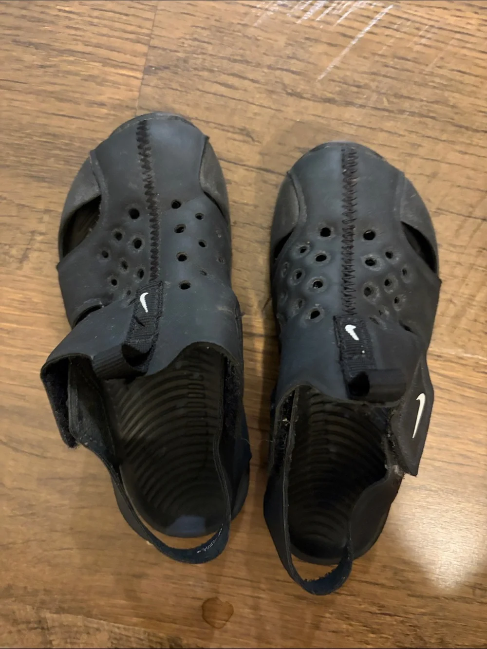 Nike Black Kids Water Shoes with White Swoosh
